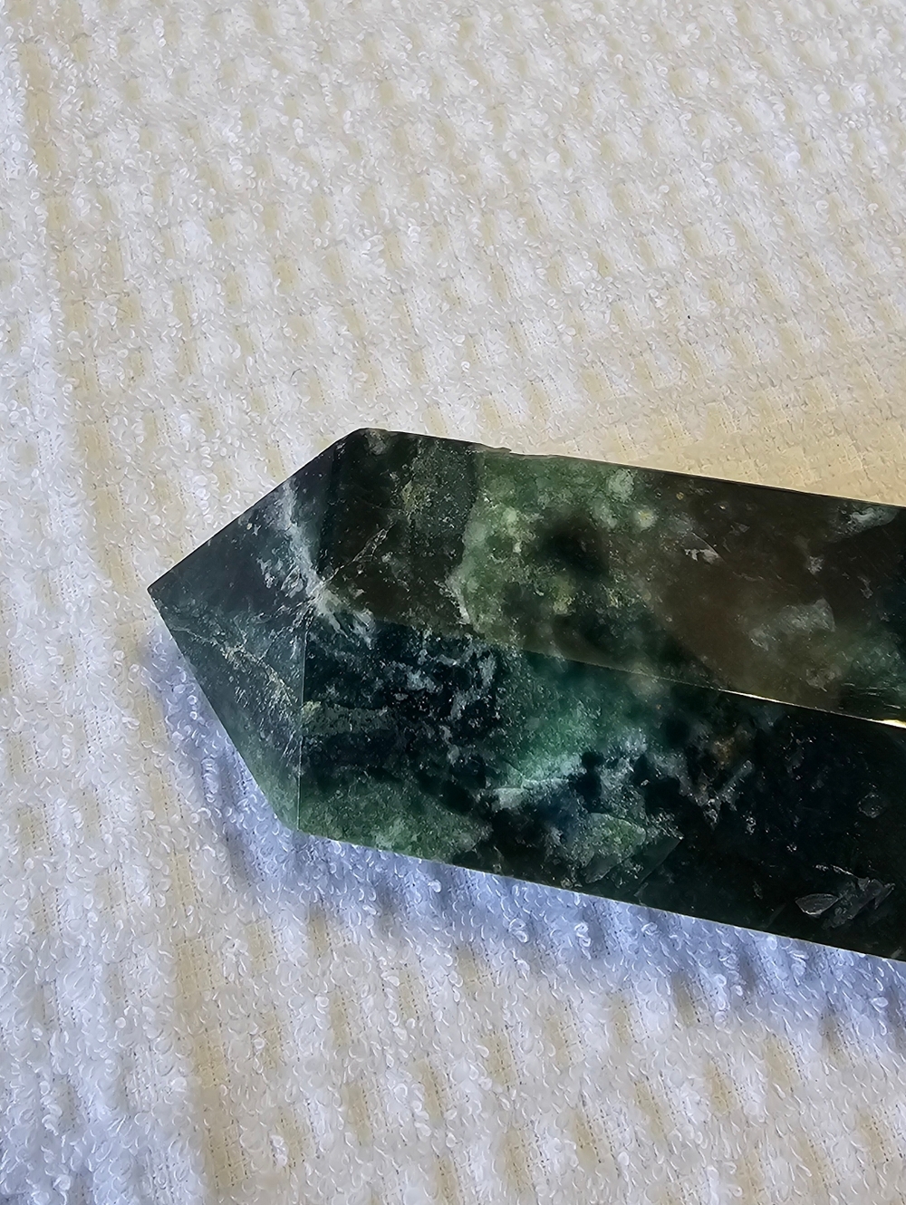 New Moss Agate/Quartz Point Tower - Natural Crystal - Picture 7 of 11